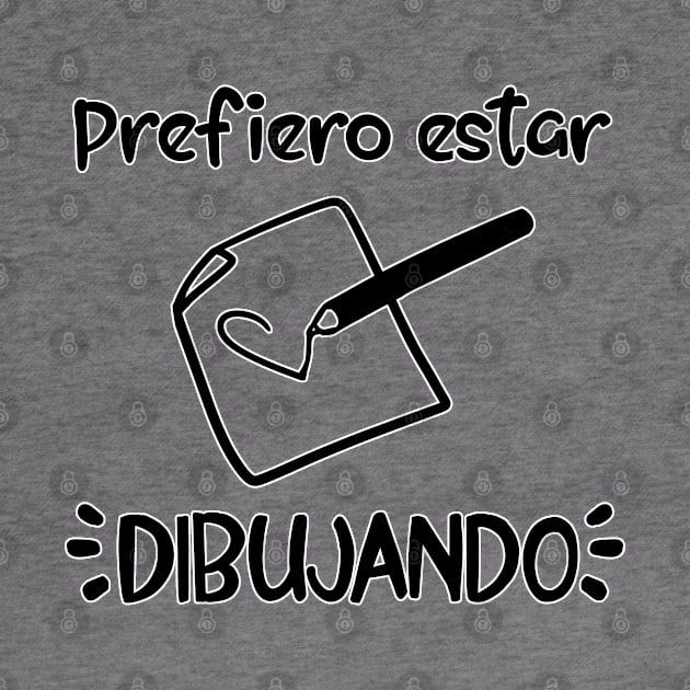 Prefiero estar dibujando (tradicional) [Negro] by Suika-X